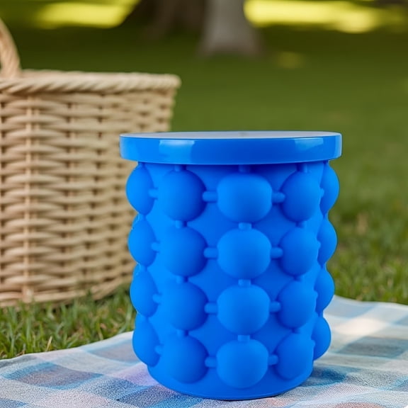 Portable Ice Bucket with 3D Cube Maker - Large Capacity Ice Mold for Drinks and Cocktails
