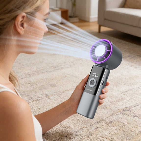 Portable Ice Compress Handheld Fan With 100 Adjustable Speeds – Rechargeable Personal Cooling Device with Fast Chill Technology for Travel, Gym & Home, Whisper-Quiet Design