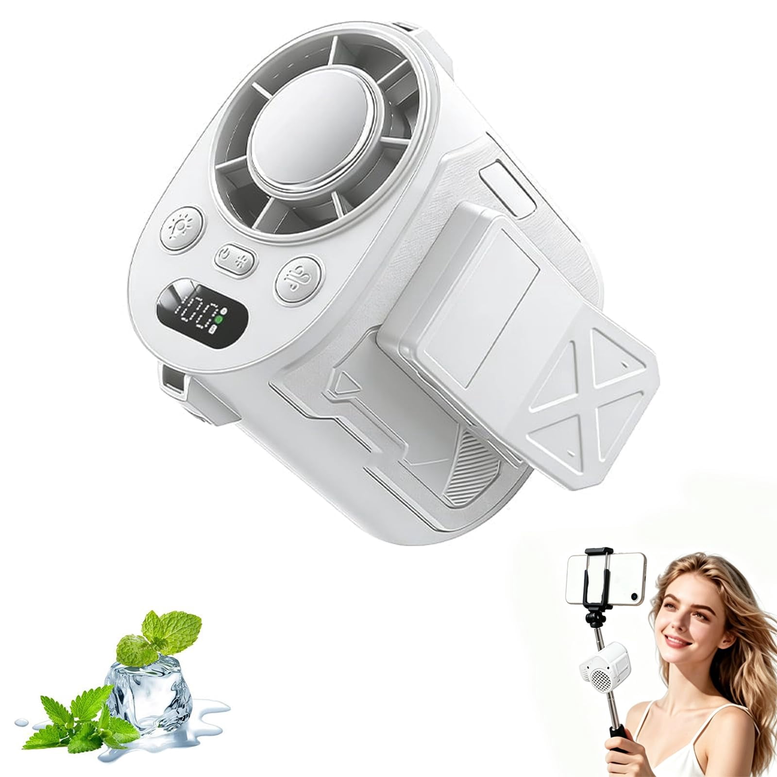 Portable Ice-Cooling Clip Fan, Clip-On Car Air Conditioner Fan, Mini Clip on Fan, Stepless Wind, Ice-Cooling for Vehicles