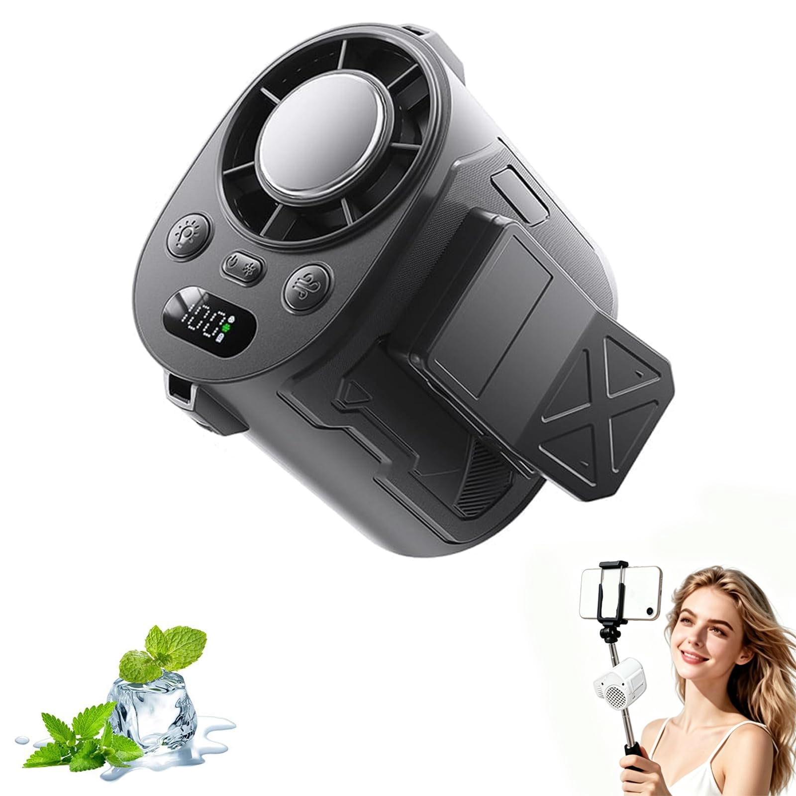 Portable Ice-Cooling Clip Fan, Clip-On Car Air Conditioner Fan, Mini Clip on Fan, Stepless Wind, Ice-Cooling for Vehicles