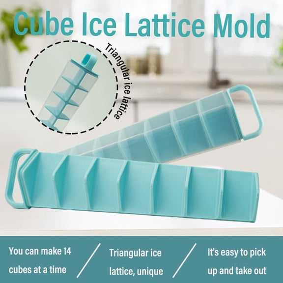 Portable Ice Cube Tray Set,Food-Grade ABS Material,Easy Release Ice Cubes,14 Ice Cube Capacity,Clear Lid,Manual Press Button,Durable Ice Tray for Kitchen Freezer Drinks,Household Ice Making Tool
