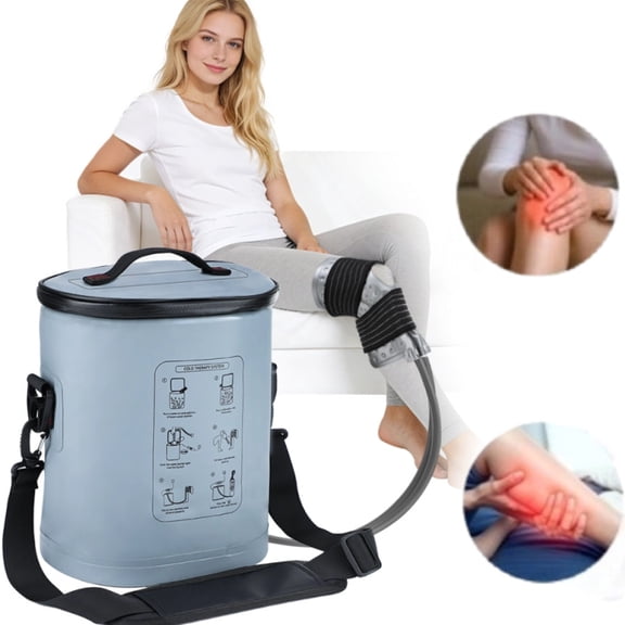 Portable Ice Machine for Knee, 14L Collapsible Ice Barrel with Programmable 6 Timer Cold Machine & Secure Straps, Cold Machine Apply to Arm, Ankle, Thigh