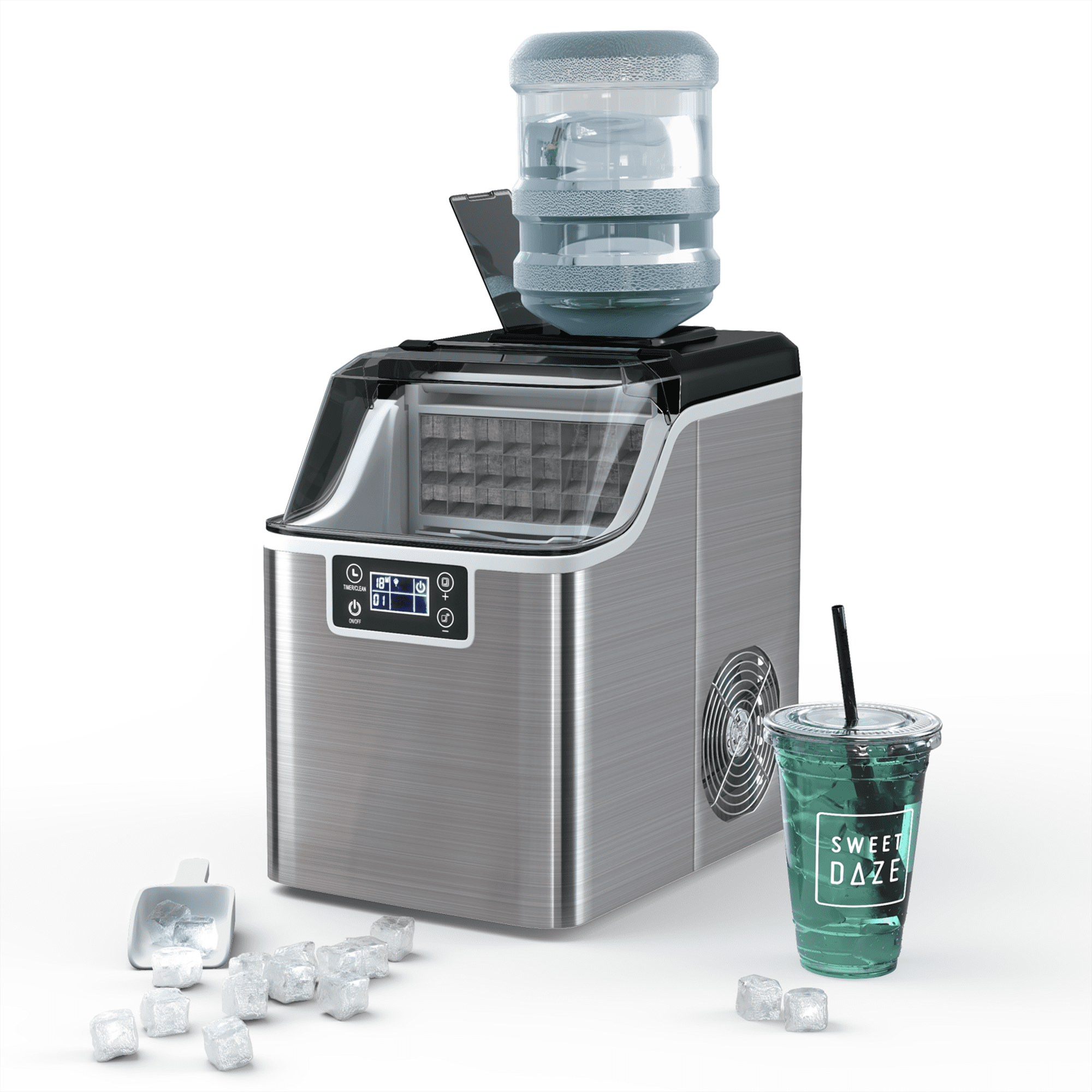 HiCOZY Countertop Ice Maker, Ice in 6 Mins, 24 lbs/day, Portable & Compact with Self-Cleaning, Ice Scoop, and Basket