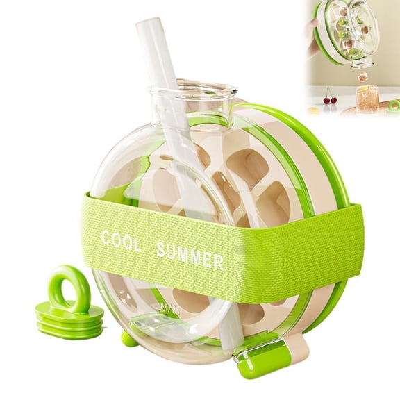 Portable Ice Maker Bottle with Zero-Contact Press Release, Hygienic One-Step Ice Cube Tray with Lid, Odor-Proof Freezer Mold for Juice and Water, 6.3-Inch