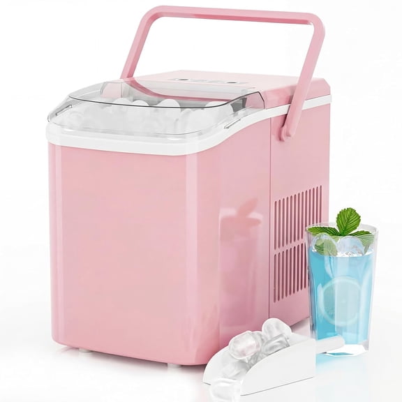 Portable Ice Maker Countertop, 6-Minute 9-Bullet Ice Machine with Auto Clean, 26lbs Daily, Includes Basket and Scoop for Home Kitchen RV Camping in White