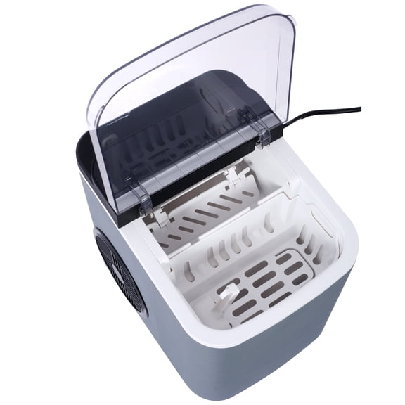 Portable Ice Maker Countertop with Self-Cleaning, 26 lbs per Day, 9 Bullet Cubes in 6 Mins, Compact Plastic Ice Machine for Home Kitchen, Gray