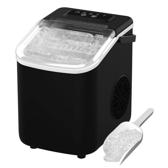Portable Ice Maker Machine, 14 lbs per Day, Self-Cleaning, 7-8 Minutes Quick Ice Making, Black