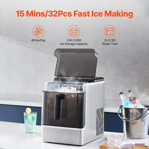 Portable Ice Maker with Self-Cleaning - 50Lbs/24H Output, 3 Selectable Cube Sizes, Compact for Kitchen/Camping