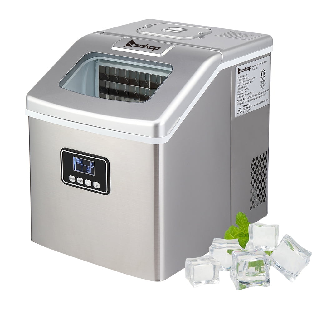 Portable Ice Makers Machine for Countertops, Makes 40 lbs of Ice Per 24 hours, 24 Ice Cubes Ready in 12 Minutes, Stainless Steel Ice Maker w/Ice Scoop for Home Kitchen Bar Office, S11425