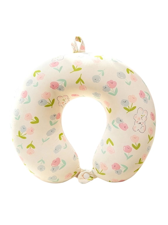 Portable Ice Silk Neck Pillow U Shaped Memory Foam Support with Front Closure for Flight Use Travel Workday Breaks and Easy Carry