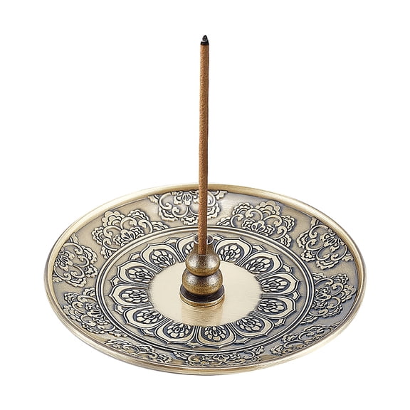 Portable Incense Burner Set Gourd Alloy Incense Holder with Detachable Lotus Pattern Ash Catcher Home Office Teahouse Zen Supplies Bronze