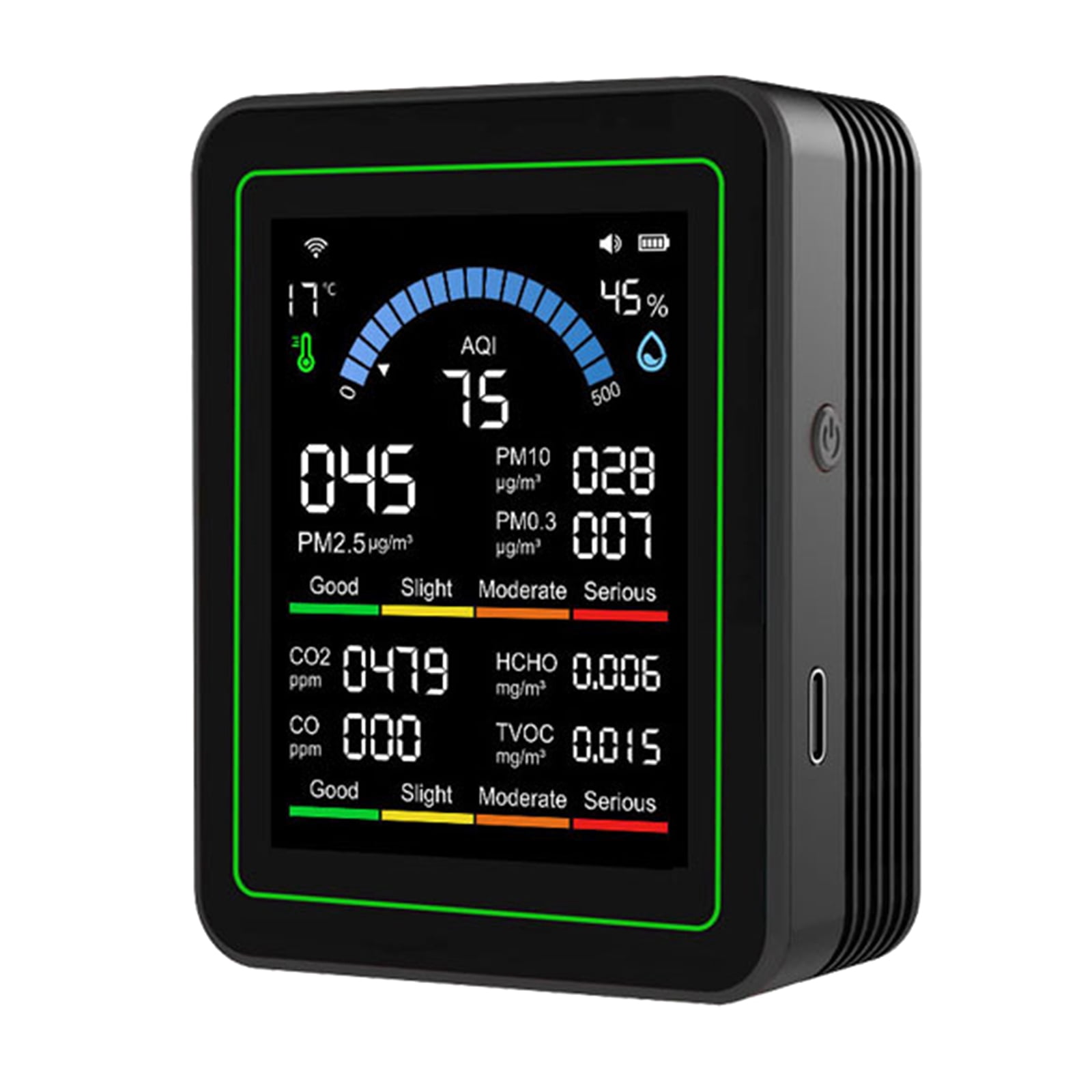 Portable Indoor Air Quality Tester 10 in 1 Smart Monitor CO2 CO TVOC HCHO AQI PM0.3 1 Hum for Plants Pets