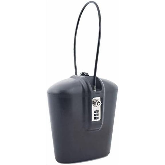 Portable Indoor/Outdoor Lock Box Safe with Key and Combination Access (Black)