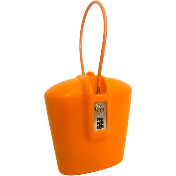 Portable Indoor/Outdoor Lock Box Safe with Key and Combination Access (Orange)