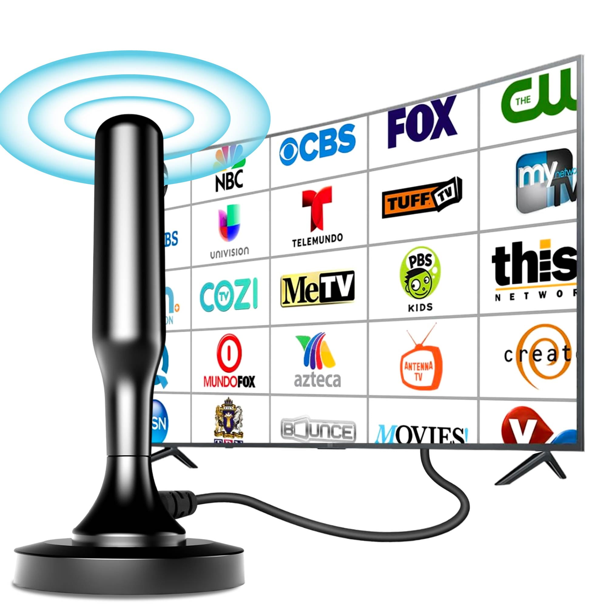 Portable Indoor & Outdoor TV Antenna for Smart TVs & Cars Long Range