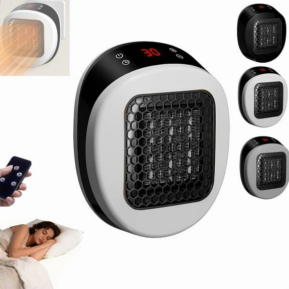 Portable Indoor Plug-in Heater, Small Ceramic Fast-Heating Heater with Thermostat and Remote Control, Heater Smart Plug-In Heater, Overheat Protection, Quiet Operation, Fits Into Tight Spaces/Silent