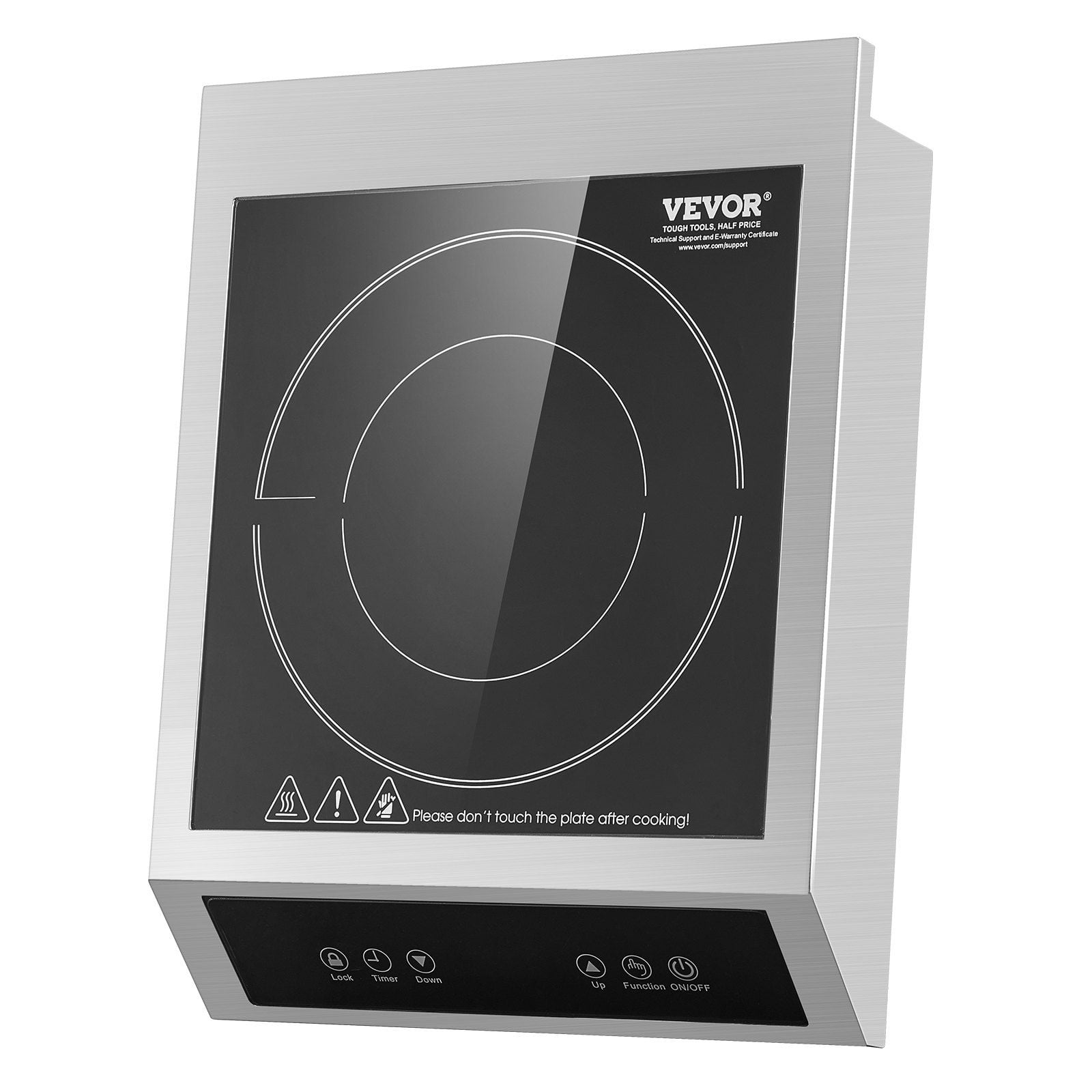 Portable Induction Cooktop 1800W Commercial Burner 9 Temperature Settings Stainless Steel Hot Plate 3H Timer Child Lock for Restaurant Cooking