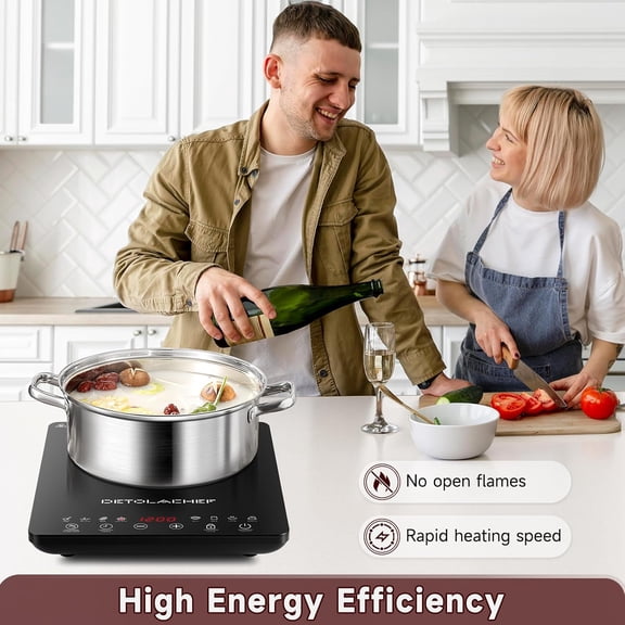 Portable Induction Cooktop, 1800W Induction Hot Plate Burner, 10 Temperature Setting, LED Sensor Touch, Kids Safety Lock, Auto-Off & Pan Detection, Electric Cooker with Timer