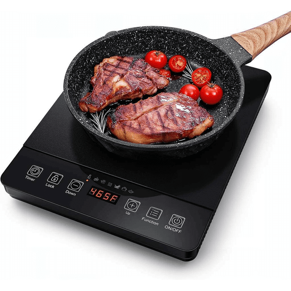 Portable Induction Cooktop 1800W Single Burner with 6.8 Inch Heating Coil 20 Power Levels and Timer