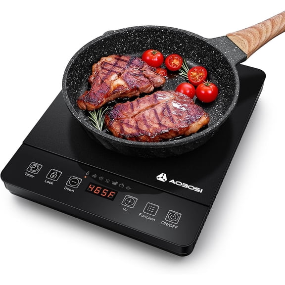 Portable Induction Cooktop 1800W Single Burner with 6.8 Inch Heating Coil 20 Power and Temperature Levels Low Noise Timer Bestseling