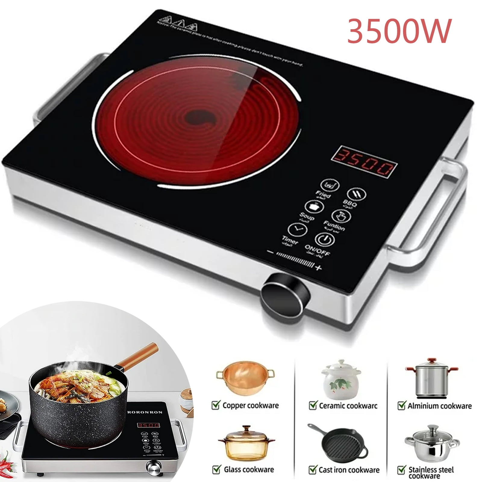 Portable Induction Cooktop, 3500W Hot Pot Countertop Burner, Portable