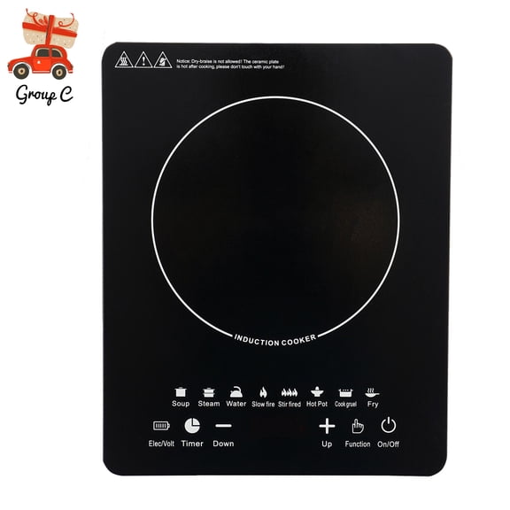 Portable Induction Cooktop 750W, Electric Hot Plate Burner with 8 Power Levels & 8 Preset Menus, 23H Timer, Auto Shut-Off, Induction Countertop Burner for Dorm RV Office, Black