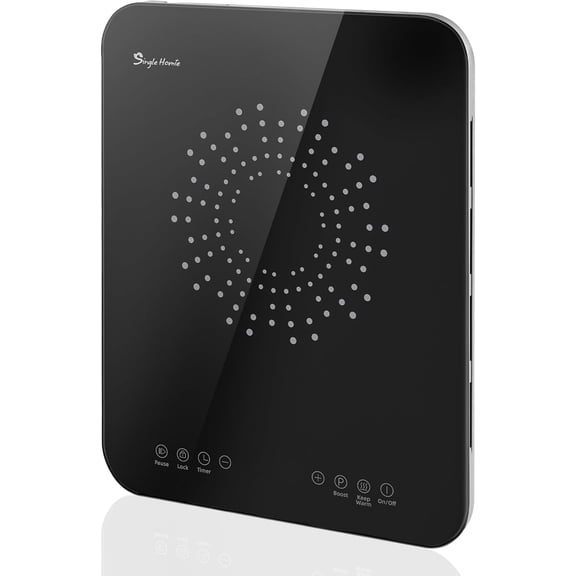 Portable Induction Cooktop, Countertop Induction Burner 0.9 Ultra-thin, Dual Cooling Fan, 1200W Hot Plate with Multi-safety Protection, 10 Power Setting, Timer, 110~120V Black