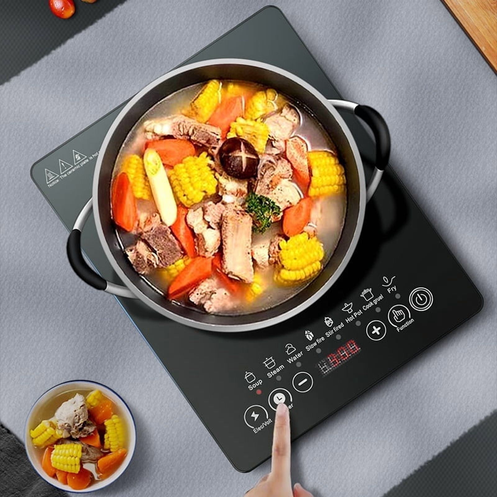 REDUSK 1800W Portable Induction Cooktop, Induction Countertop Burner with LED Display, Hot PlateElectric Stove Top Burner with 8 Temp Setting,Black