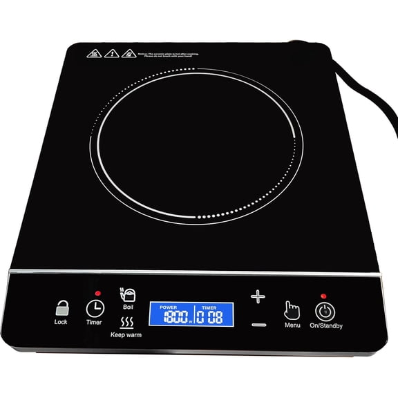 Portable Induction Cooktop Hot Plate Countertop Burner 1800 Watts Induction Burner with LCD Sensor Touch, LED Display, 10 Temperature Levels, Child Safety Lock, Auto Shutoff Function