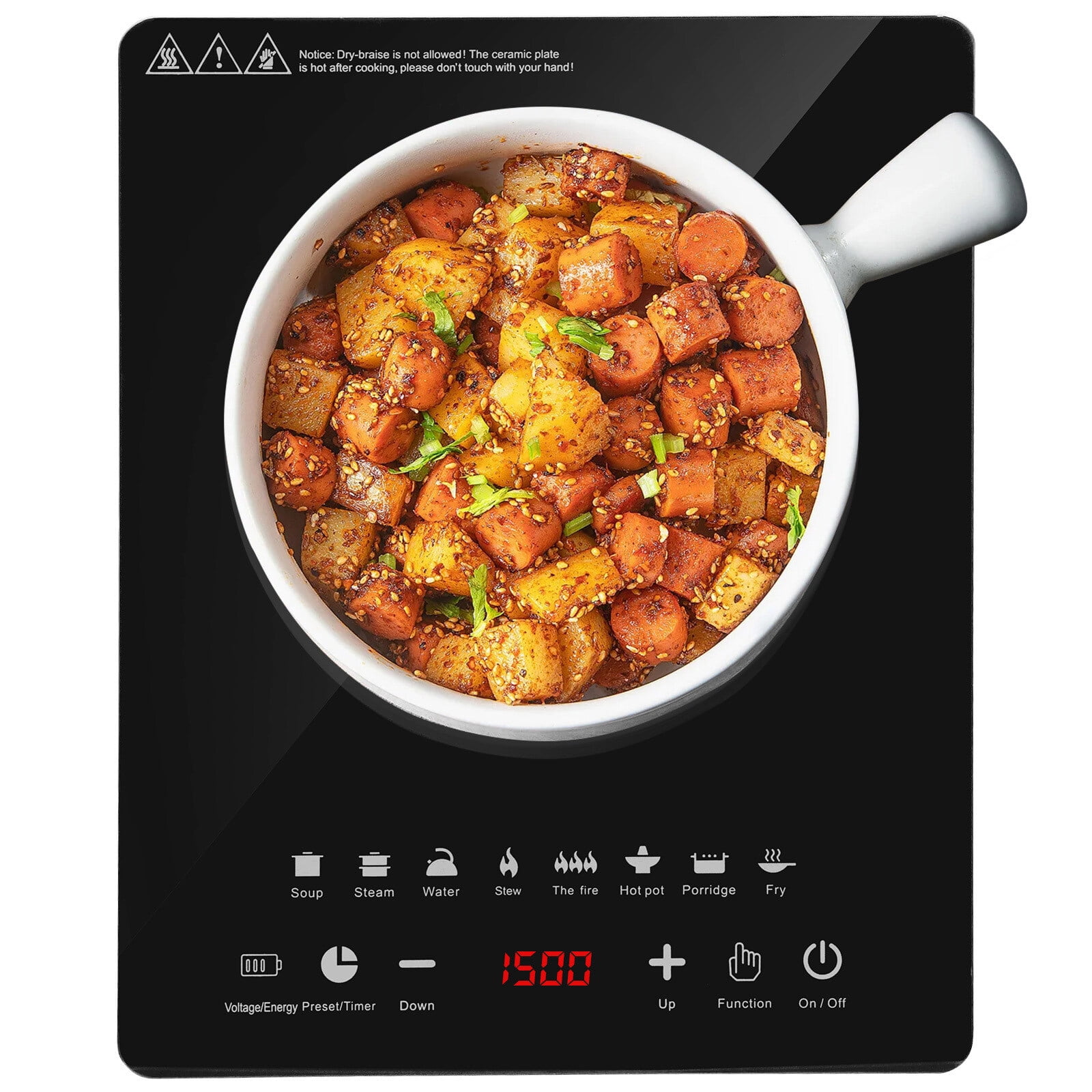 Portable Induction Cooktop Hot Plate Countertop Burner 2200W, 8 Temp Levels, Timer, Auto-Shut-Off, Touch Panel, LED Display, Auto Pot Detection, Child Safety Lock, 8 Preset Programs
