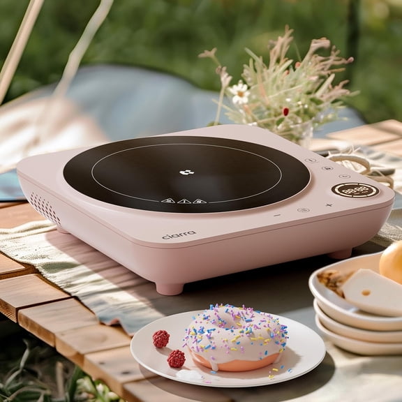 Portable Induction Cooktop Pink, Slim Single Electric Countertop  with Sensor Touch and Digital Timer for Home Kitchen