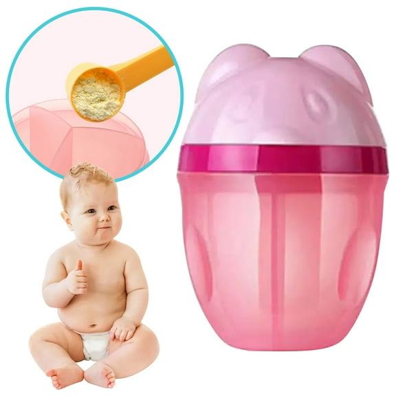 Portable Infant Baby Three Lattice Powder Dispenser Formula Storage Box Container For Outing/ Three-Layer Milk Powder Box Pink