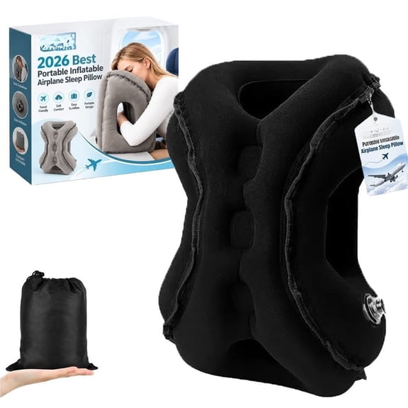 Portable Inflatable Airplane Sleep Pillow, Travel Plane Neck Pillows