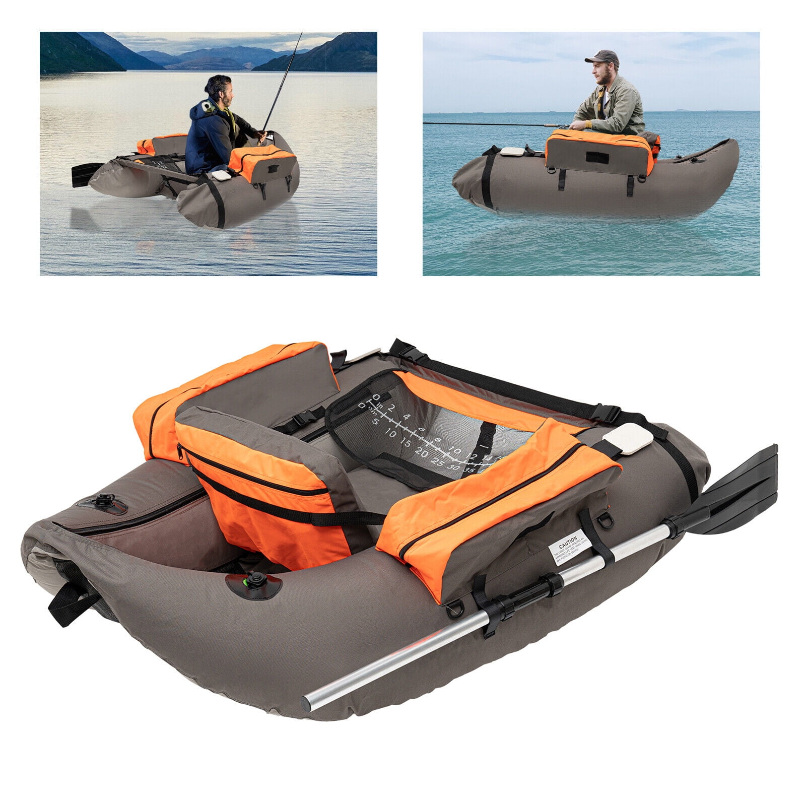Portable Inflatable Fishing Boat Raft Backrest Adjustable Angle Inflatable  Fishing Boat w/Hand Air Pump