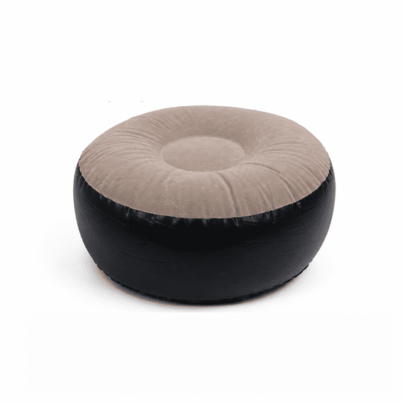 Portable Inflatable Flocked Stool, Soft Ergonomic Round Footrest Ottoman, Lightweight Folding Air Footstool for Travel, Camping, Patio, and Living Room