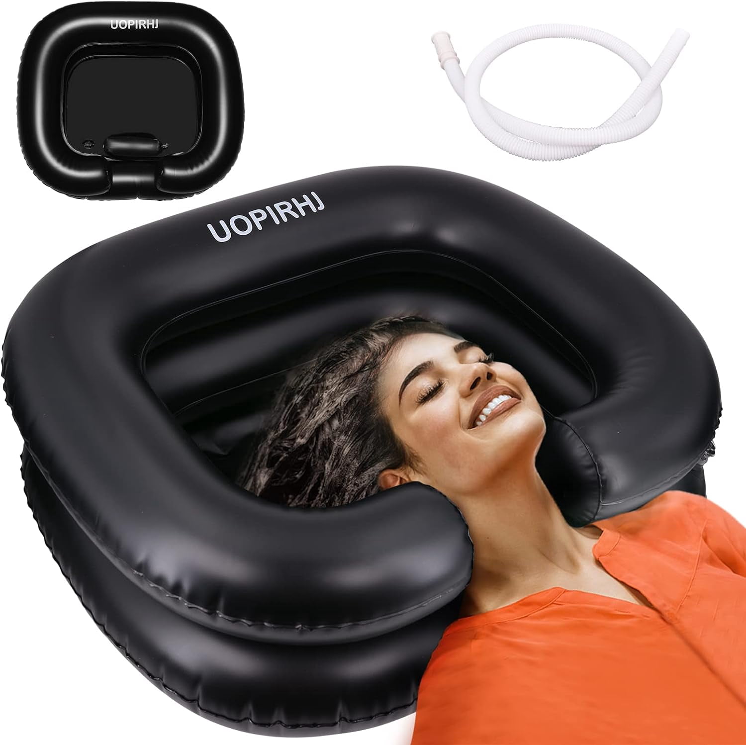 2025 New Inflatable Shampoo Basin - Portable Shampoo Bowl, Hair Washing Basin for Bedridden, Disabled,Injured, Hair Wash Tub for Dreadlocks and at Home Sink Washing (Black)
