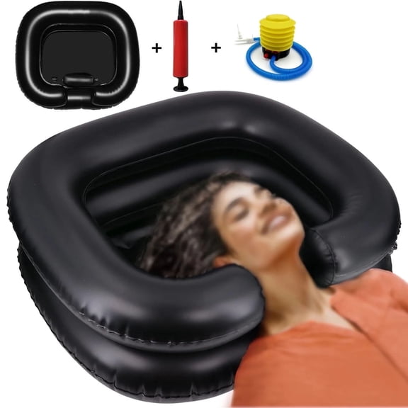 Portable Inflatable Hair Washing Basin for Bedridden with an Air Pump- Wash Hair in Bed with Inflatable Shampoo Bowl.Hair Washing Basin for Elderly,Disabled,Injured,Ideal Inflatable Sink for Locs Det