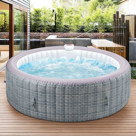Portable Inflatable Hot Tub with Built-in Heating System - 264 Gallon Capacity, Massage Jet Home Hot Tub for Teens and Adults, Rattan Pattern