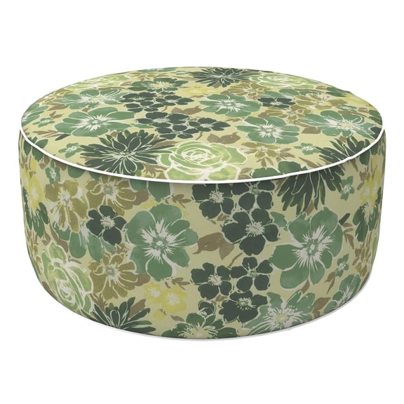 Portable Inflatable Outdoor Ottoman, Round Patio Footrest Stool (21”x 9”), All-Weather Fade-Resistant Footstool for Garden, Camping, Poolside & Home Use (Space-Saving & Lightweight)