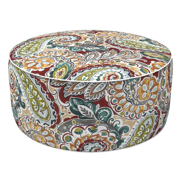 Portable Inflatable Outdoor Ottoman, Round Patio Footrest Stool (21”x 9”), All-Weather Fade-Resistant Footstool for Garden, Camping, Poolside & Home Use (Space-Saving & Lightweight)