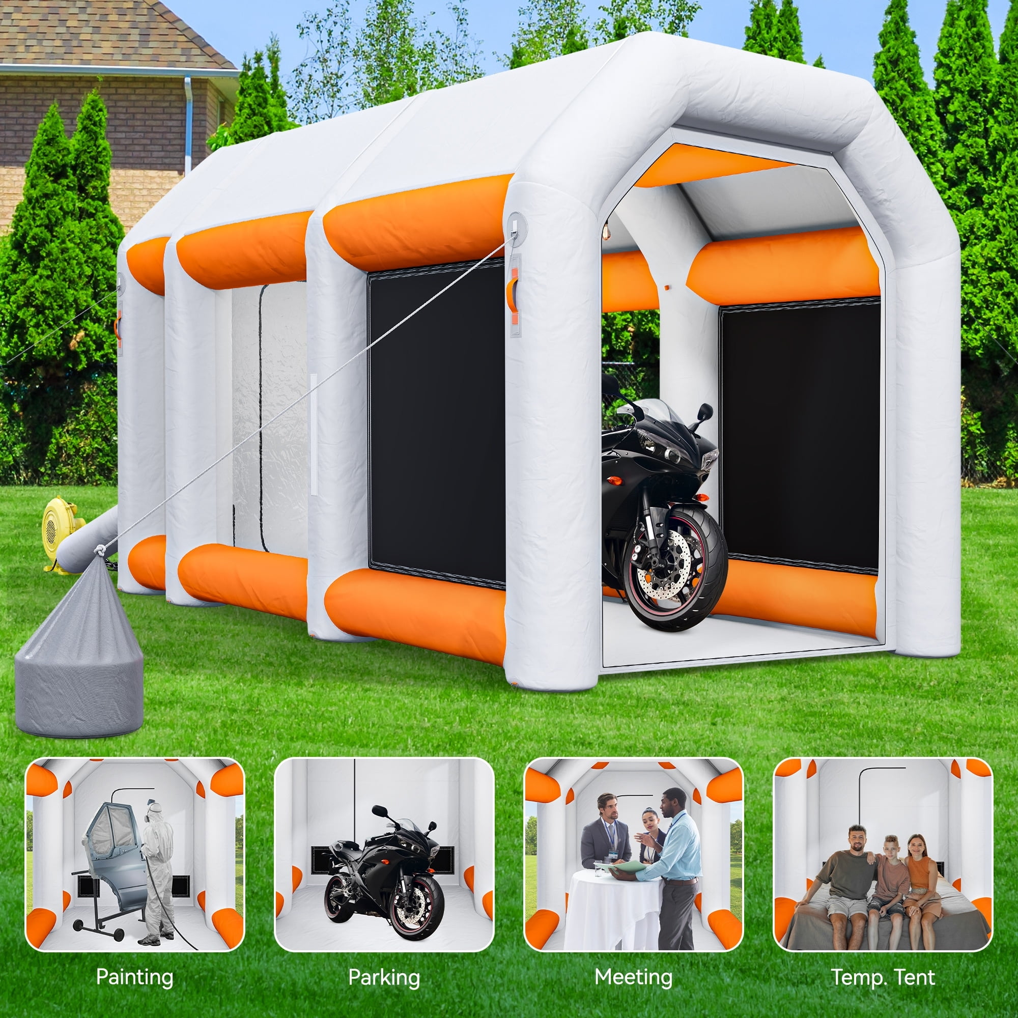 Portable Inflatable Paint Booth Carport with Air Filter System 157.5*98