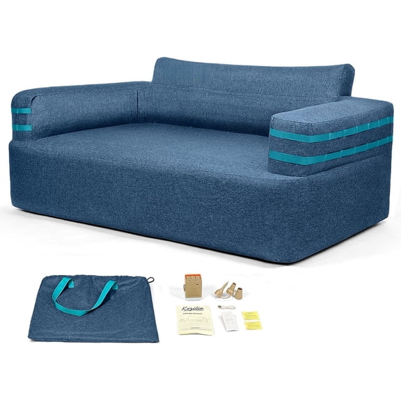 Portable Inflatable Sofa with Built-in Pump - Quick Inflation Comfortable and Durable Blow Up Loveseat for Indoor & Outdoor, Living Room, Camping, Apartment, Dorm