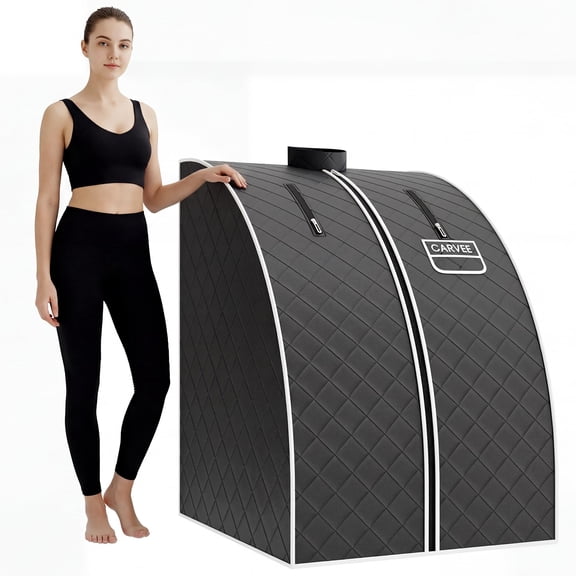 Portable Infrared Steam Sauna Tent for Home Spa – Fits 2 Adults, 1000W Quick Heat-Up, 5-Layer Waterproof 600D Fabric, Collapsible Design, Fan-Shaped Ultrasonic Quilted, Personal Therapy Room, Black