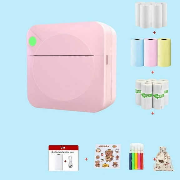 Portable Inkless Thermal Pocket Sticker Printer - Mini Smart Label Maker for Study Notes, Journal, Work & Fun(LR Pink 1 PCS)