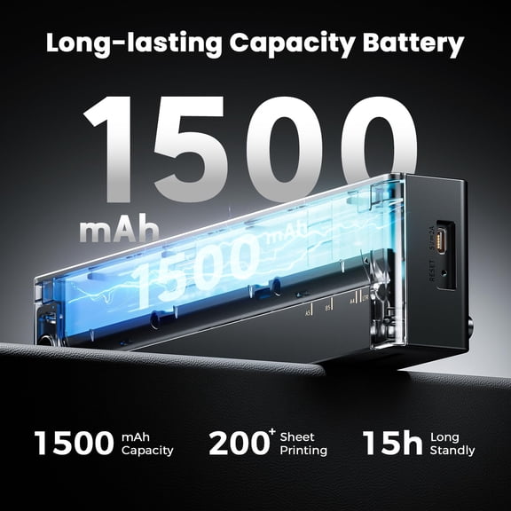 Portable Inkless Thermal Printer Wireless for Travel & Home, Supports 8.5x11 US Letter Size, Compact Mobile Printer Compatible with Phone Laptop Tablet