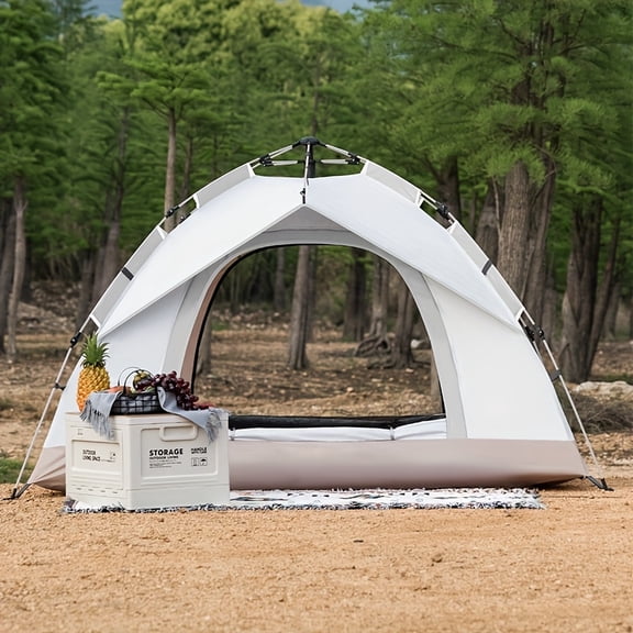 Portable Instant Camping Tent - Fully Automatic Self-Ejecting Pop-Up Tent with Mosquito Netting and Four-Season Weather Resistant Zippered Shelter for Hiking, Travel, Beach, and Outdoor Adventure