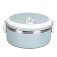 thumbnail image 1 of Portable Insulated Bento Container, Stackable Stainless Steel Food-Grade Lunch Box Set, Leak & Spill Proof, Keep Food Warm, For Office Outdoor Travel, Ergonomically Designed (Blue), 1 of 8
