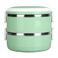 thumbnail image 1 of Portable Insulated Bento Lunch Box, Double Layer Lunch Container Stackable Leakproof Stainless Steel Food Container, Round, 1 of 5
