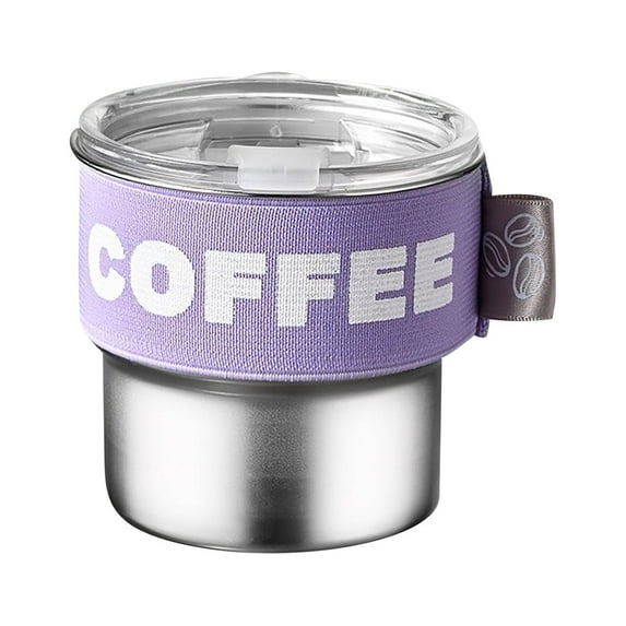 Insulated Coffee Cup with Lid - 400ML Stainless Steel Portable Leak Proof Mug with Elastic Sleeve for Home and Car