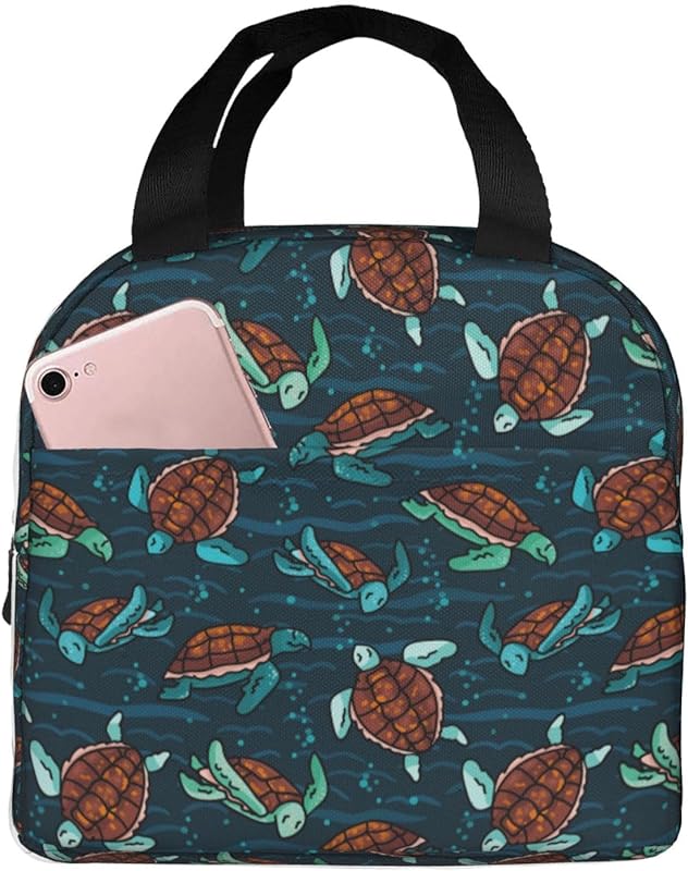 Portable Insulated Lunch Bag for Cute Funny Cartoon Dinosaurs Sky Blue